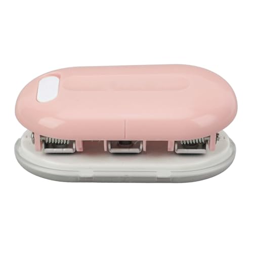 Perforadora de 3 agujeros, miniperforadora de papel manual, perforadora Manual de hojas sueltas para el hogar, dormitorio y oficina (Rosa)