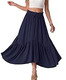 DESIGN ASYMÉTRIQUE RAFFINÉ : cette jupe longue établit des normes de la mode : la couture diagonale avec le volant fluide donne à la jupe lignes A une dynamique exceptionnelle. Contrairement aux jupes classiques pour femme, cette coupe flatte votre silhouette à chaque mouvement et assure un look bohème moderne.