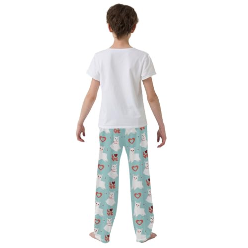Love Heart Llama Boys Long Pants Soft Trousers Elastic Waist Kids Lounge Bottoms with Pockets S-XL3