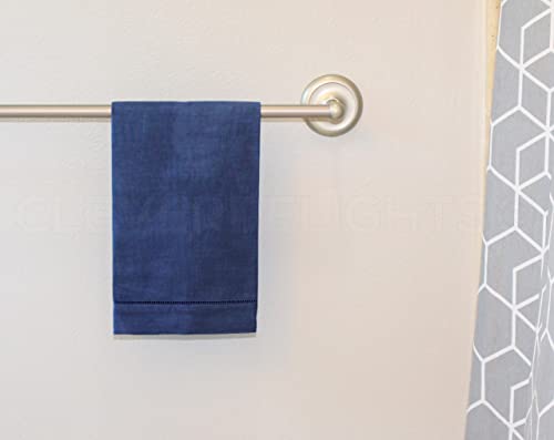 Cleverdelights Navy Hemstitched Hand Towels - 6 Pack - 14" X 22" - 55/45 Linen Cotton Blend #TOP2