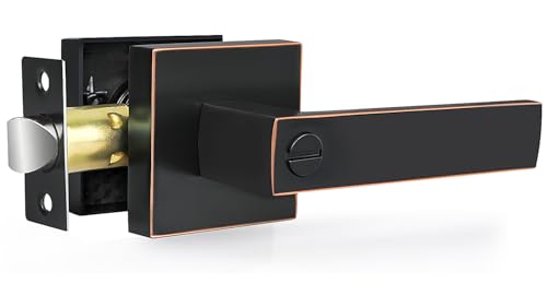 Privacy Door Levers, 1 Pack Oil Rubbed Bronze Door Handles Interior Heavy Duty Bed and Bath Keyless Door Locksets, Reversible for Left Right Handed Doors