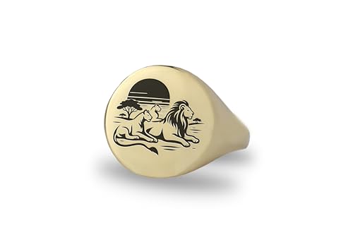 Bague chevalière lions or 14k pour nouveau-né au design de famille audacieux