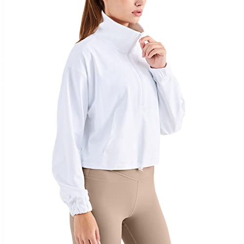 Altiland Half Zip Pullover Cropped Jackets For Women Long Sleeve Workout Athletic Running Yoga Shirts cover
