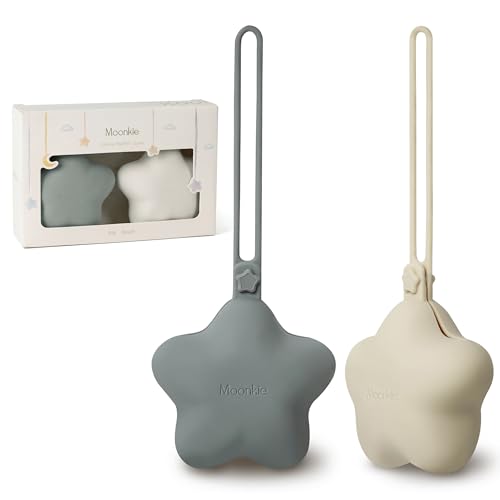 Image of Moonkie Silicone Pacifier Holder Case, Cute Portable Pacifier Storage Case, 2 Pack