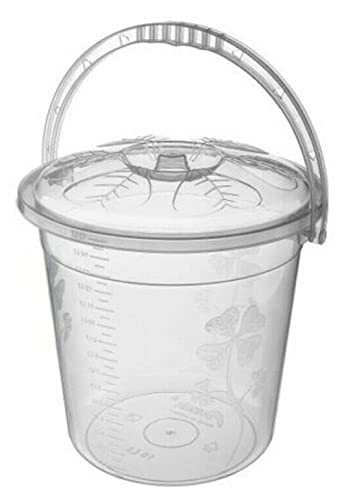5L 10L 15L 20L Clear Plastic Bucket with Lid and Carry Handle Storage Unit Container Bin (10 Litre)