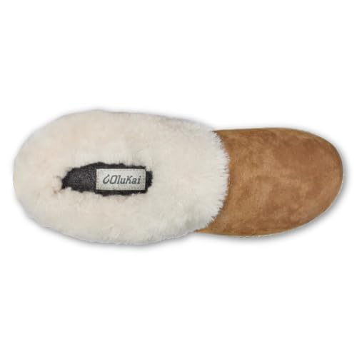 OluKai Ku'i Women's Slipper, Soft Full-Grain Leather & Wool Blend Footbed, Wet Grip Soles for Inside & Outside Wear, Cute & Comfortable Slip-On, Tan/Bone, 6 - image 4