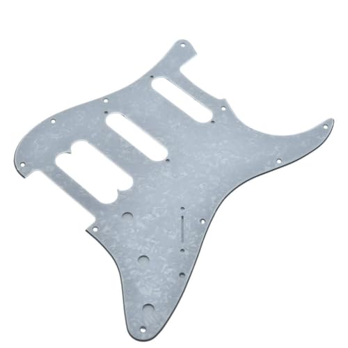 Image of Dopro 11-Hole ST /Strat HSS Guitar Pickguard Humbucking Pickup No screw holes for American Ultra Series Strats White Pearl