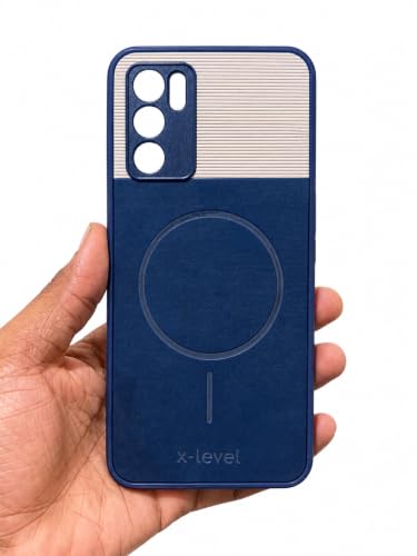 Image of Bintage 2in1 Hard Slim Back Case | Soft Border Camera Protect | Dual PU Leather Finish Back Cover Compatible for Oppo A16 4G - Royal Blue