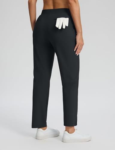 Women's Golf Pants with Pockets Stretch Tapered Travel Pants Lightweight Work Business Black XXL2