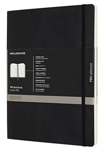 Moleskine PRO Notebook, Soft Cover, XL (7.5 x 9.5 ) Professional Project Planning, Black, 192 Pages