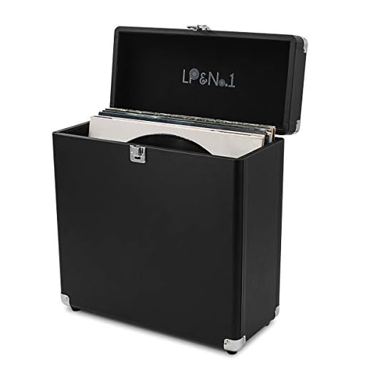 LP&No.1 Vintage Vinyl Record Storage Case, Vinyl Carrying Box, Black