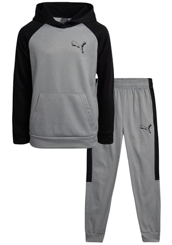 PUMA Jogger-Set für Jungen, 2-teilig, Aktiv-Fleece-Pullover, grafischer Kapuzenpullover, Sweatshirt und Jogginghose für Jungen (8–16), Grau/Grau, 8 PUMA Jogger-Set für Jungen, 2-teilig, Aktiv-Fleece-Pullover, grafischer Kapuzenpullover, Sweatshirt und Jogginghose für Jungen (8–16), Grau/Grau, 8