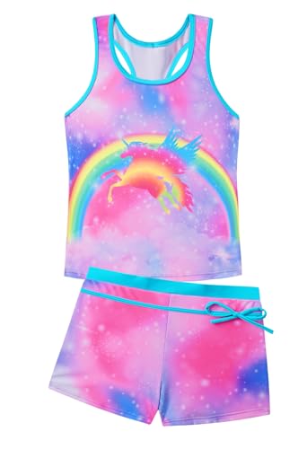 Image of Akokvlar Girls Two Piece Bathing Suit Swimsuit Tankini Swimwear with Boyshort