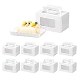 koundeneko ロールケーキ 箱 ケーキボックス 10個セット 透明窓付 手提げ マカロンボックス 白 オシャレ お菓子箱 結婚式 誕生日 パーティー 業務用 お菓子 パイ イチゴ ベーカリー包装 10*11*16.5cm