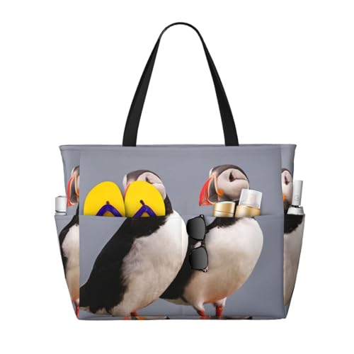 Sac de plage macareux grand format et sac à bandoulière pour femme
