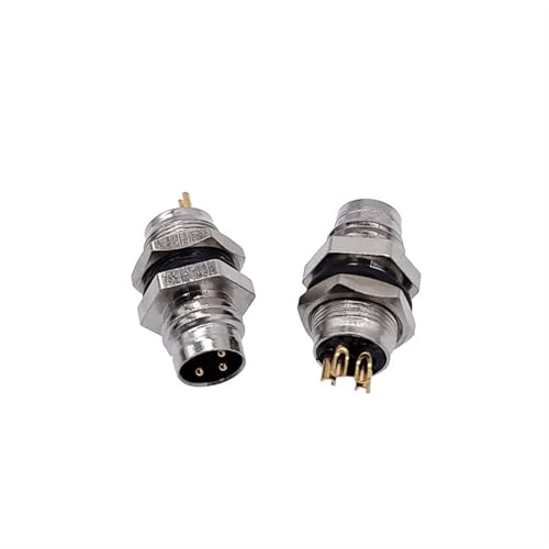 Conector M8 hembra de 3 pines con panel de montaje trasero y acoplamiento roscado 3