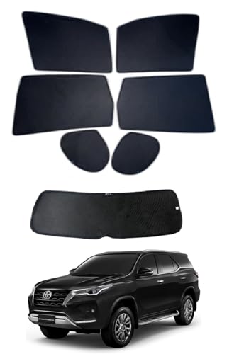 Image of Premium Car Sunshade Fix Type Non-Magnetic Curtain with Rear Dicky Curtain Set of 7pc for New Fortuner /Ledegender