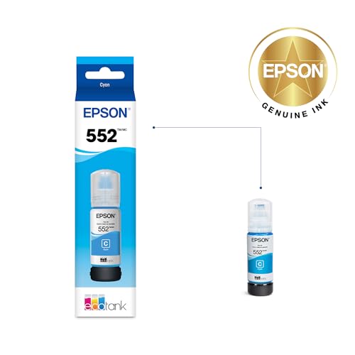 Image of Epson 552 EcoTank Ink Ultra-high Capacity Bottle Cyan (T552220-S) Works with ET-8500, 8550