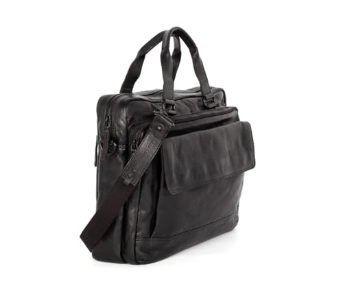 Maletín de cuero Kevin Business Bag Spikes & Sparrow negro con bandolera elegante