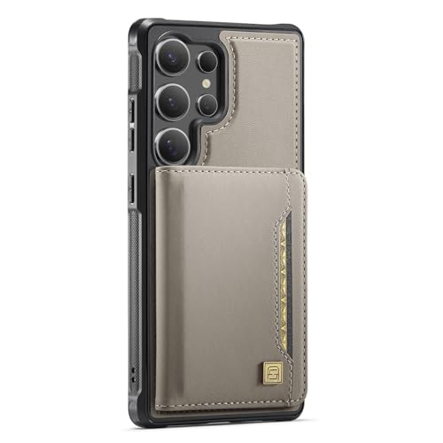 Étui Samsung S26 Plus anti-choc portefeuille amovible cuir béquille gris