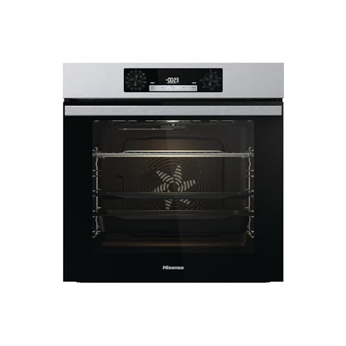 Hisense O65226AXS - Horno eléctrico empotrable multifunción termoventilado a vapor, capacidad XXL 77L, limpieza AcquaClean 13 funciones de cocción (pizza 300 °C y AirFry) antihuellas dactilares (acero