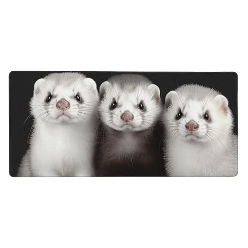 Tapis de souris de jeu XXL 90x40 cm avec motif furets pour bureau