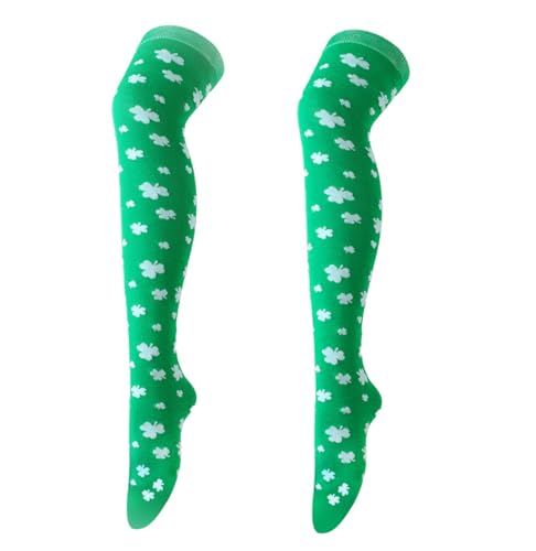 Warmbaby Shamrock Socks Girl Women Green Leg Warmer Knee High
