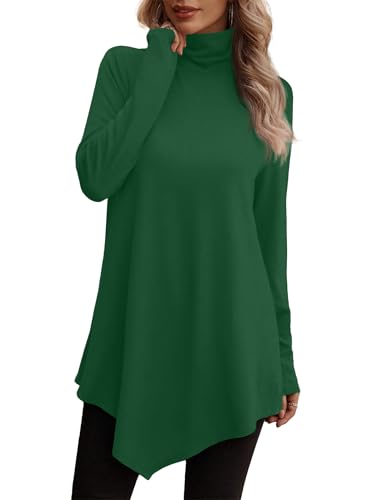 Image of JUSTFASHIONNOW Turtle Neck Shirts for Women Long Sleeve Fall Tunic Tops