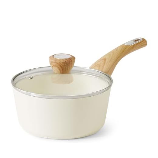 SENSARTE Ceramic Nonstick Sauce Pan with Lid, 1.5 Quart Small Saucepan, White Cooking Pot with Stay Cool Handle, Non toxic Kitchen Sauce Pot, Non stick Sauciers, Induction Pot, PFOA PTFE PFAS Free