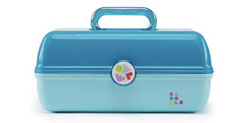 Caboodles On-The-Go Girl Makeup Box, White Opal, Hard Plastic Makeup Organizer Box, Built-In Mirror, Secure Latch for Safe Travel, Spacious Storage for Large Items