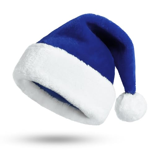 KONVINIT Azul Gorro Papa Noel Niño,Gorro Navidad Niño Sombrero Navidad - Accesorios de Navidad -Peluche de Lujo Gorro Santa Claus...