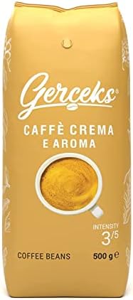 GERCEK S Caffe Crema E Aroma kawa łagodna, całe ziarna kawy, kawa ziarnista, Arabica i Robusta, średnie palenie, do ekspresów do kawy, 1 opakowanie 500 g