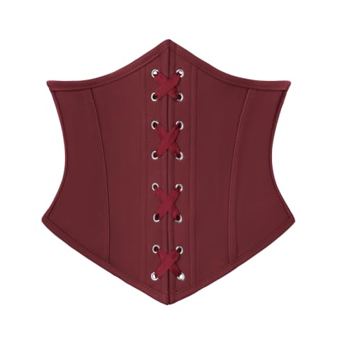 Scarlet Darkness Women Corset Belt Renaissance Pirate Underbust Corset Vintage Boned Lace-up Wide Corsets Red Size 10