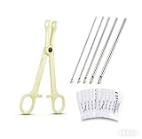 Honoson 100 Pcs Ear Nose Body Piercing Needles Mix Size 12G 14G 16G 18G 20G Stainless Steel Piercing Jewelry Kit and 1 Pcs Slotted Locking Pennington Forceps for Kit Supplies