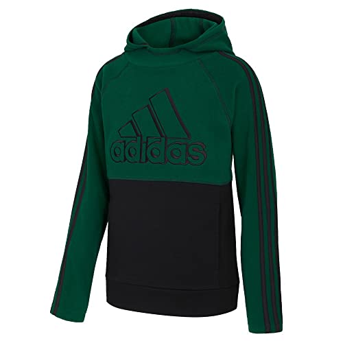 adidas Boy's Micro Fleece Hooded Pullover (Big Kids) (Medium, Collegiate Green)