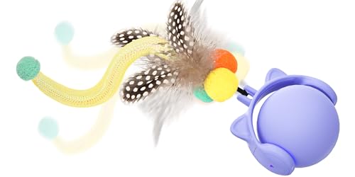 ORSDA Interactive Cat Toys for Indoor Cats, Automatic Cat Ball Fast Rolling & Motion Activated Chirping, Stimulates Hunting Instincts Kitten Toys with Elastic Mesh Tail