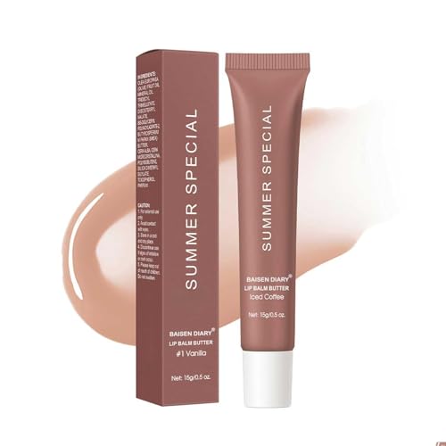 BAISEN DIARY Summer Special Lip Butter Balm - Ultra-Hydrating, Nourishing Lip Care with Natural Ingredients, Shea Butter & Olive Butter, Soothes & Softens Dry Lips (#3 lced Coffee)