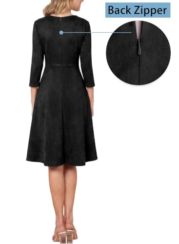 Image of VFSHOW Womens Work Business Office Front Zipper Slim Church A-Line Dress