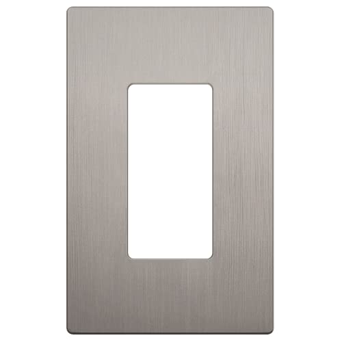 Image of LIDER Decorator Switch Cover, Screwless Wall Plate, Mid-Size 1-Gang 4.88 inch x 3.11 inch, LSWP-31M-BNK, UL Listed, Thermoplastic, Brushed Nickel, 1-Pack