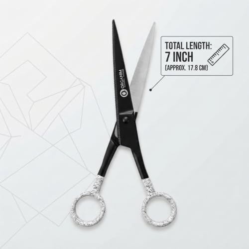 Image of Organim Premium 7-Inch Hair Cutting Scissors for Men & Women, Professional Barber Salon Shears, Sharp Precision Blades, Ergonomic Design for Comfort (Black)