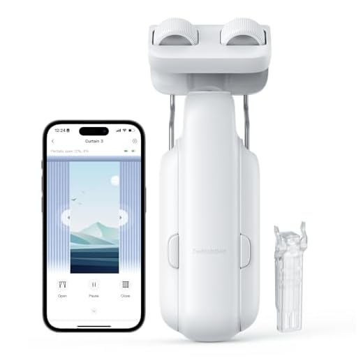 SwitchBot Poussoir de Rideau Intelligent - Télécommande Bluetooth avec App/Minuteur, Moteur Performance Amélioré, Ajoutez SwitchBot Hub pour Le Rendre Compatible avec Alexa et HomeKit(Curtain 3,Rod)