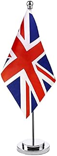 1 Pack UK/USA Desk Table Flag United Kingdom Union Jack Flag Miniature Great Britain United States Table Flag British Desktop Flag with Metal Pole and Base for Home Office Desk Display Decoration