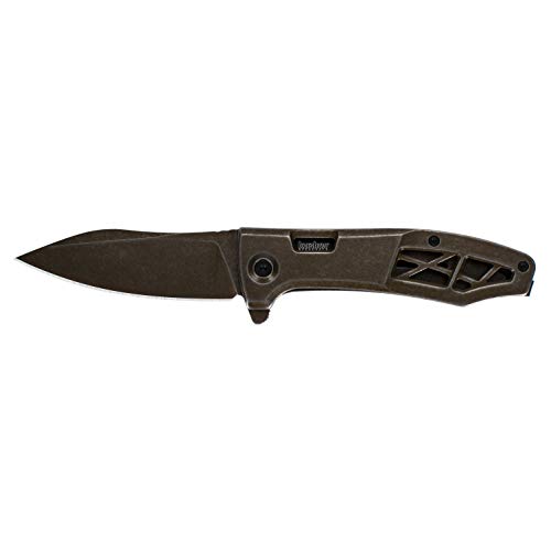 Kershaw Boilermaker Pocketknife; 3.3-Inch 8Cr13Mov Stainless Steel Blade, Speedsafe® Assisted Open, Brown Pvd Coating With Stonewashed Finish, Frame Lock, Every Day Carry (3475), Black #TOP2