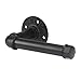 Colester Direct Rustic Industrial Pipe Toilet Paper Holder, Heavy Duty Commercial Grade Iron Metal, Black Finish