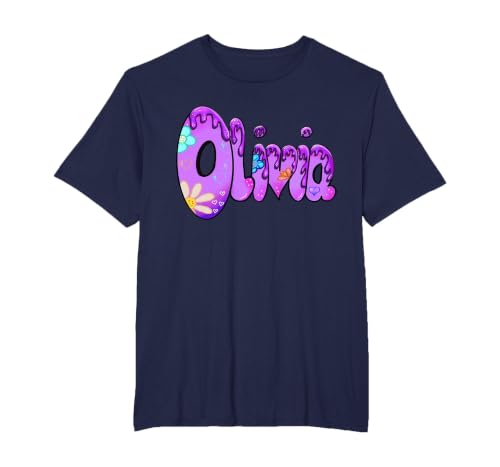 Olivia Personalised Name Olivia for Girls and Women T-Shirt, Men's Big and Tall, Navy Blue, 2X Tall
