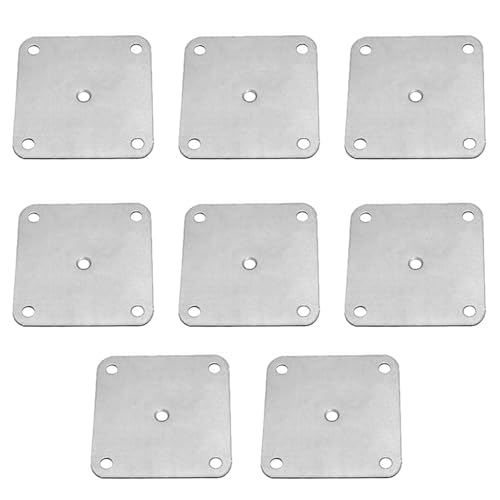 8 Pack Flat Mounting Plates, 80 x 80mm Heavy Duty Furniture Shelf Fixing Bracket Straight Support Brace for Sofa Couches Chair Seats (5 Holes)