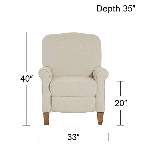 Elm Lane Le Grand White Linen Fabric Push Back Recliner Chair Armchair Comfortable Push Manual Reclining Footrest Upholstered For Bedroom Living Room Reading House Home Relax Study Office #TOP1