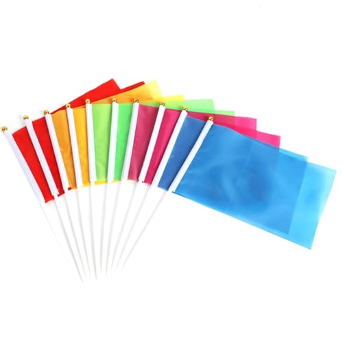 Drapeaux à agiter à la main rouge 14x21 cm mini drapeaux carrés polyester événement - 7