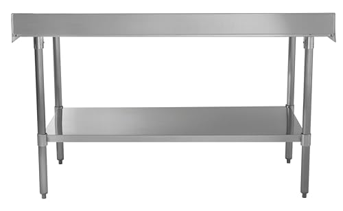 Image of Kratos Stainless Steel Kitchen Prep Table 48 inchx30 inch with Backsplash and Undershelf, NSF Worktable for Restaurants - 16ga /304SS