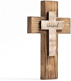 OKSQW Wall Wooden Cross Christians Cross Spiritual Religious Cross Gifts With Hook On Hanging Wall Or Table With Faith For Church Home Room Decoration For Christmas Cross (5 colors available)